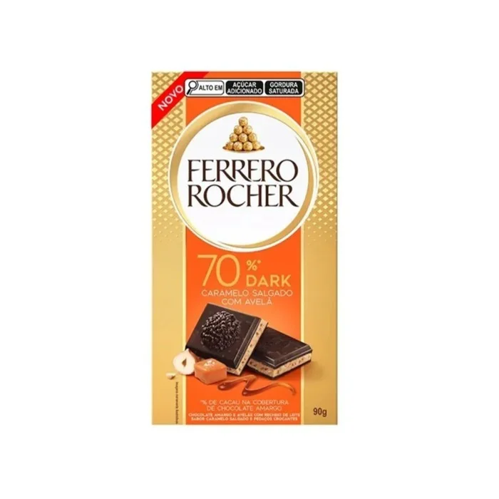 Chocolate Ferrero Rocher Tablete 70% Dark Caramelo Salgado 90g