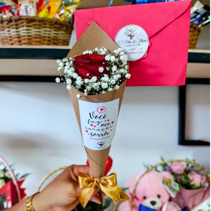 Cone rosa solitária especial com gipso