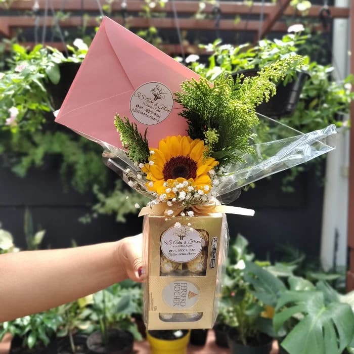 Girassol solitária com Ferrero Rocher T8